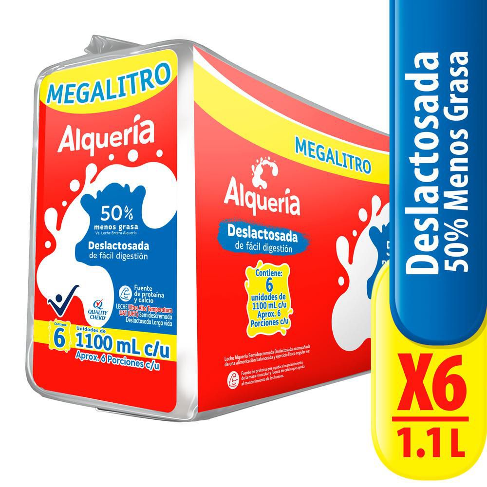 Leche ALQUERIA deslactosada x6und 1100ml (6600 ml)