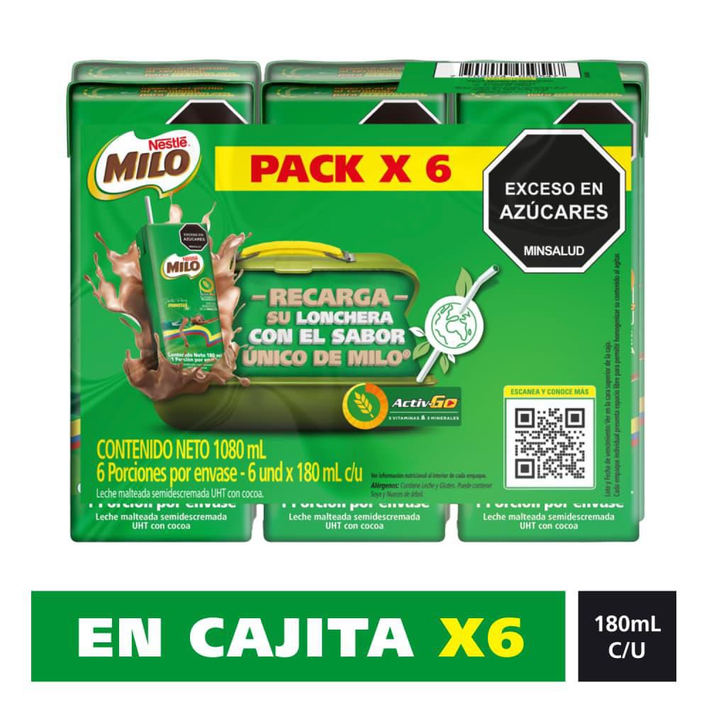 Leche malteada MILO en cajita x6und (1080 ml)