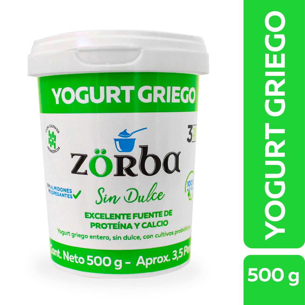 Yogurt griego ZORBA sin dulce (500  gr)