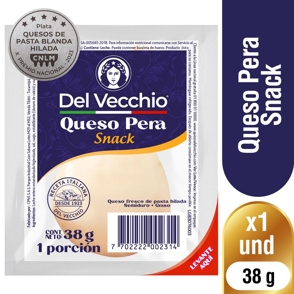 Queso pera DEL VECCHIO snack (38  gr)