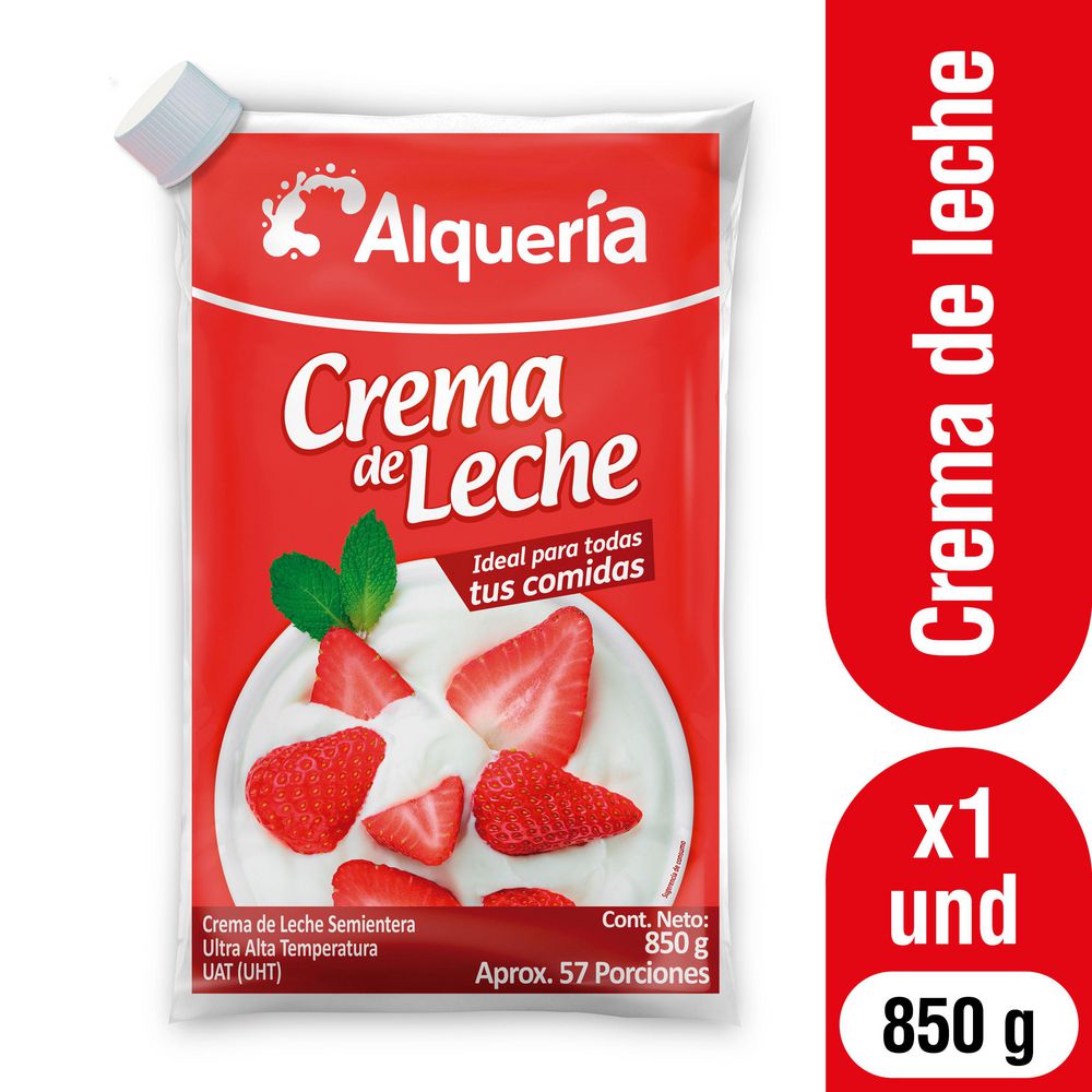 Crema de leche ALQUERIA semientera (850 gr)