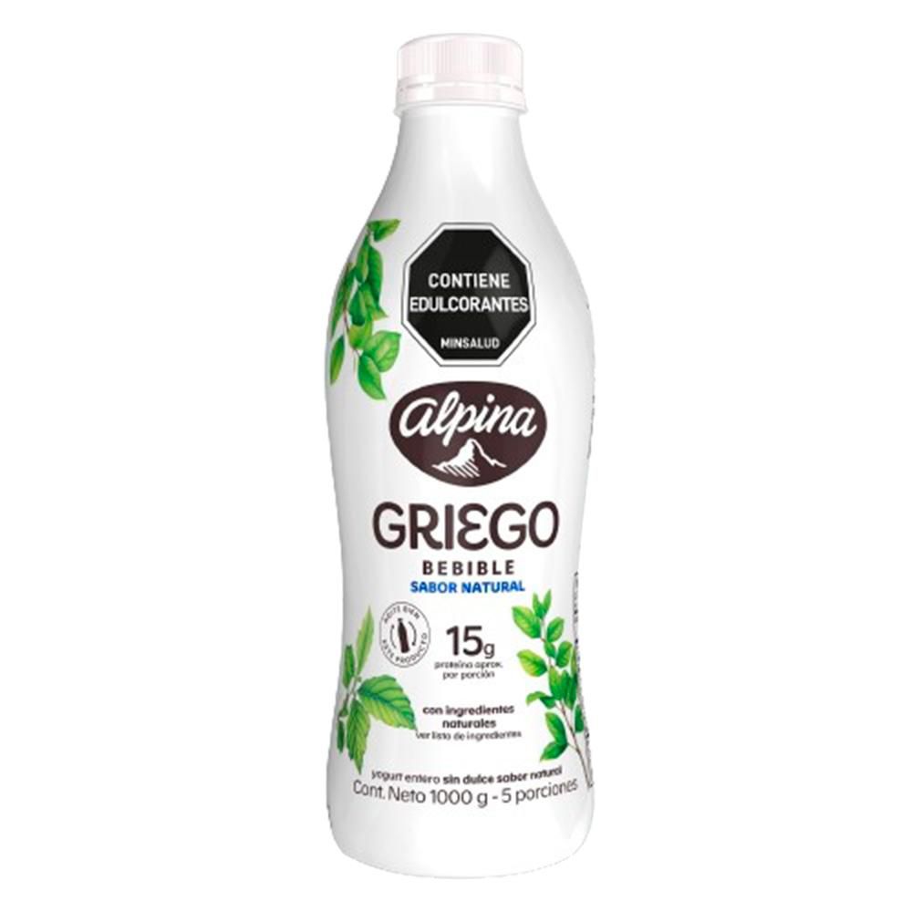 Yogurt griego ALPINA bebible sin dulce natural botella (1000 gr)