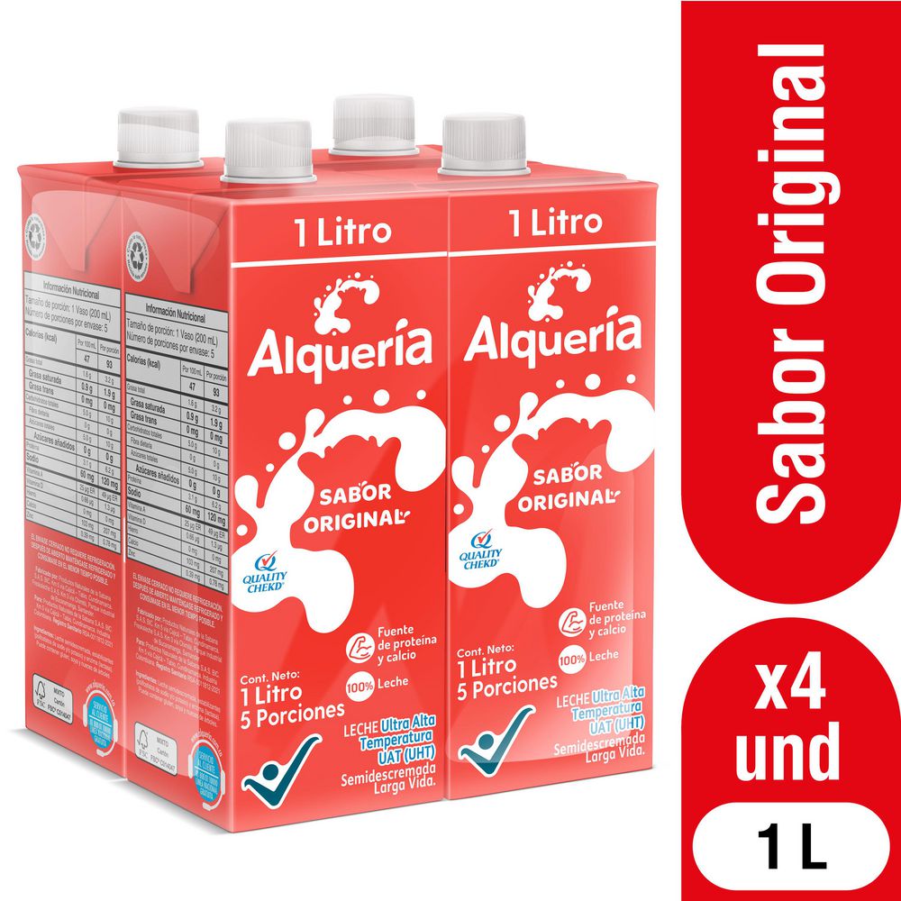 Leche sabor original ALQUERIA pack x 4 unds (4000 ml)