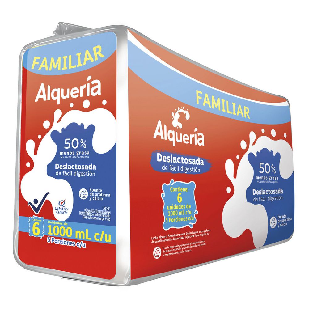 Leche ALQUERIA semidescremada deslactosada sixpack (6000 ml)