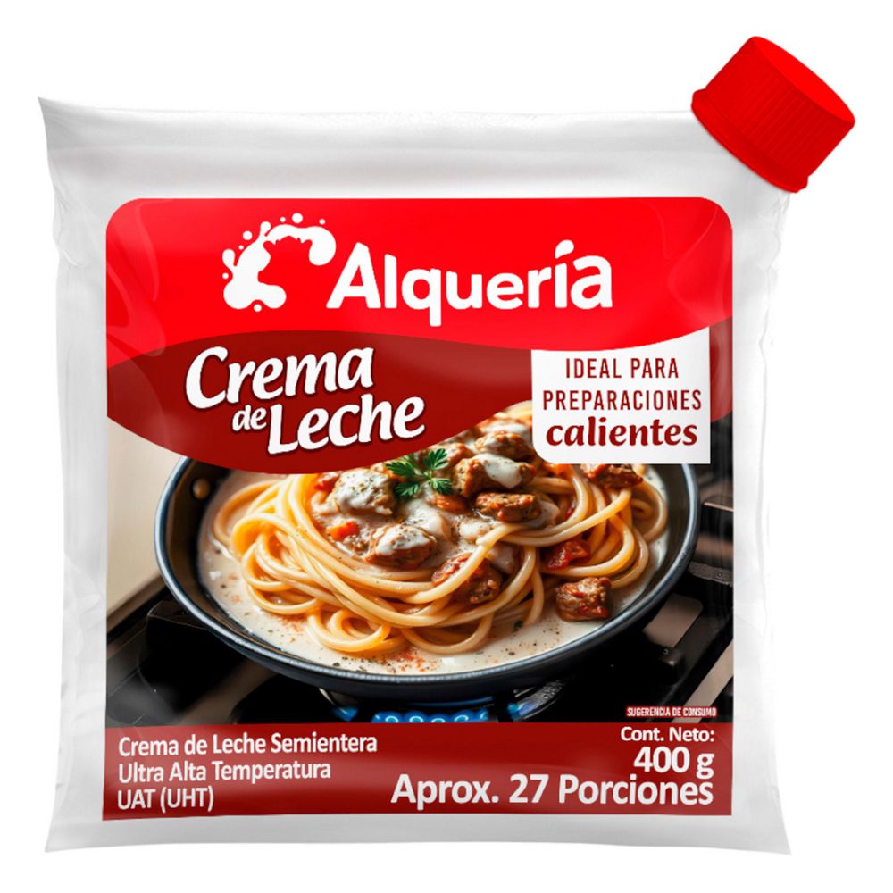 Crema de leche ALQUERIA ideal para preparaciones calientes (400 gr)