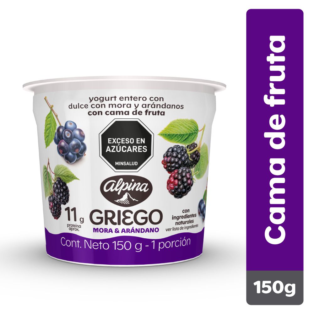 Yogurt griego ALPINA mora y arándano (141 ml)