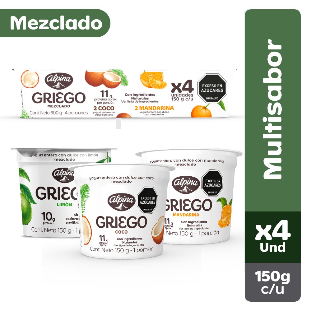 Yogurt griego ALPINA coco mandarina (600 ml)