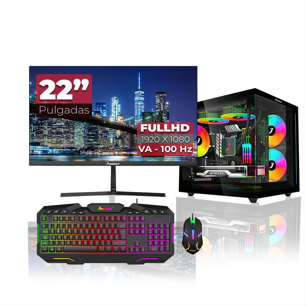 Computador Gamer Ryzen 5 5600G / 16Gb Rgb / Ssd 512Gb / Asrock A520m Hdv / Monitor 22