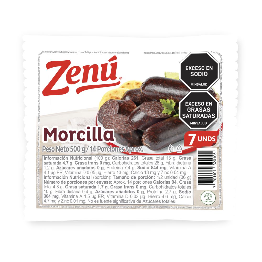 Morcilla ZENU x7 unidades (500  gr)
