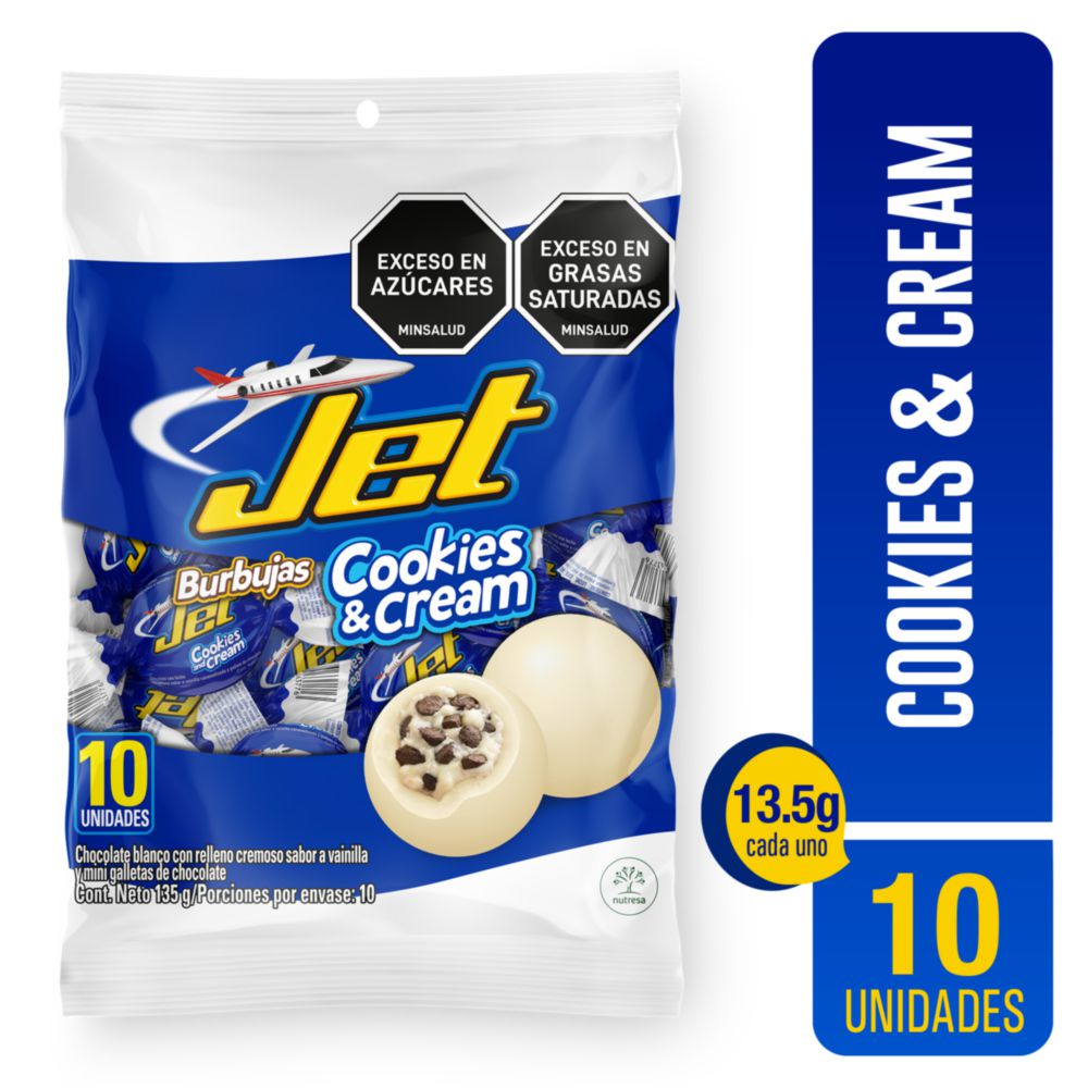 Chocolatina JET burbujas cookies and cream x10und (135 gr)