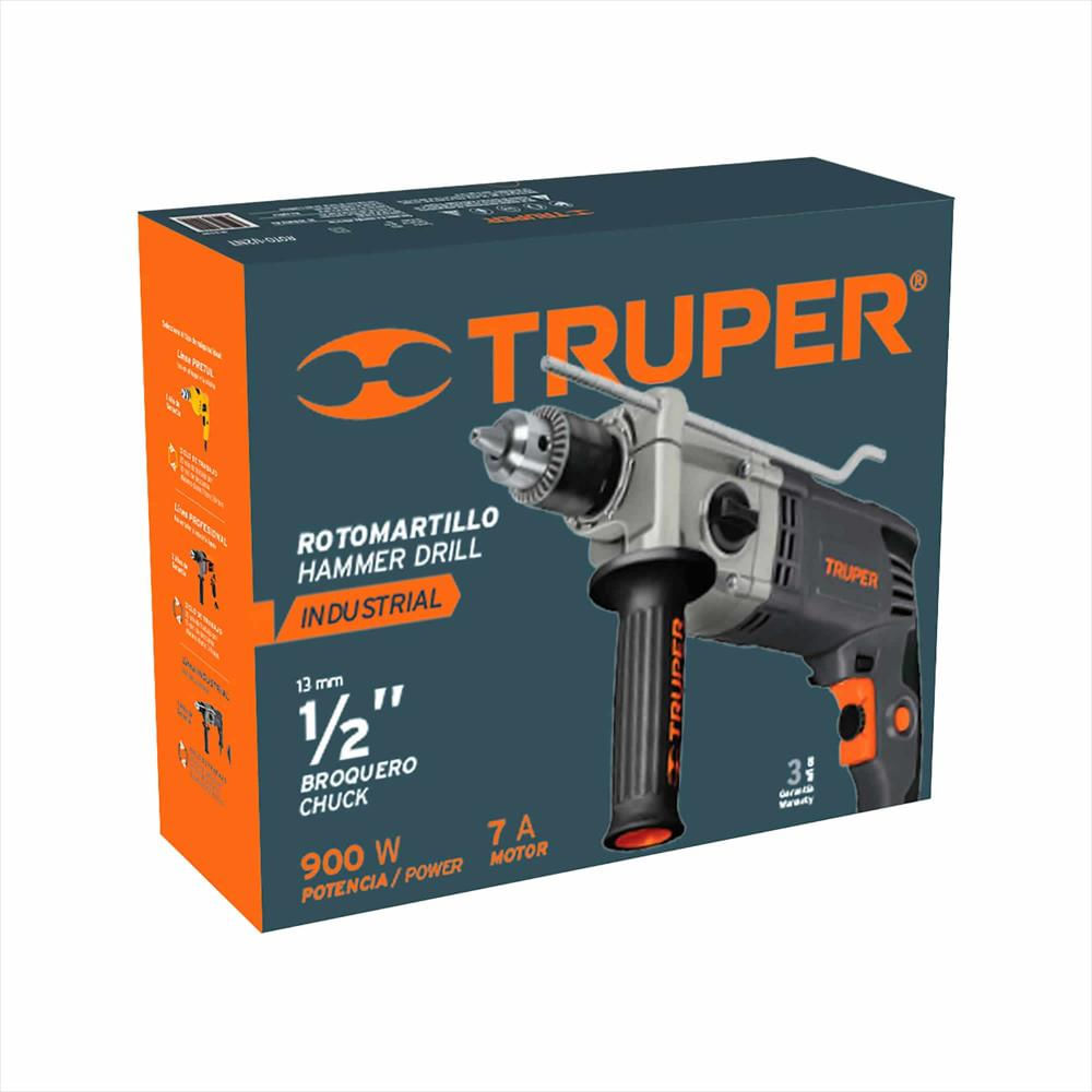 Taladro Percutor 1/2 Pulgadas Industrial 900 W Con Mango De Apoyo Truper