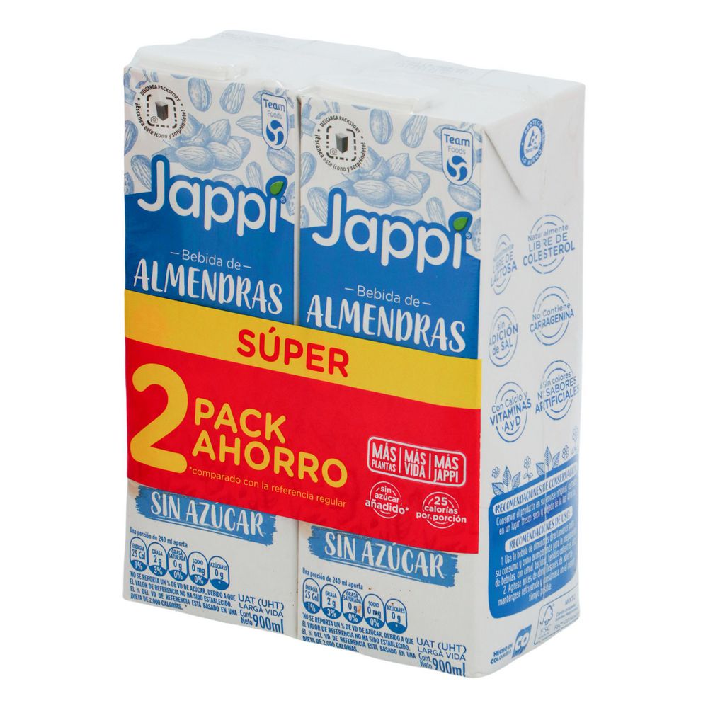 Bebida de almendras JAPPI sin azúcar x2und (1800  ml) img #2