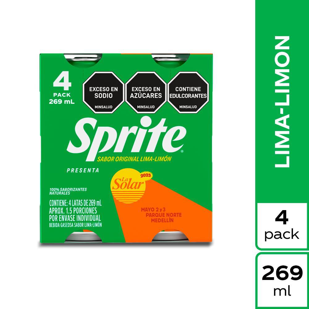 Gaseosa SPRITE lima limón x4und (1.076 ml)