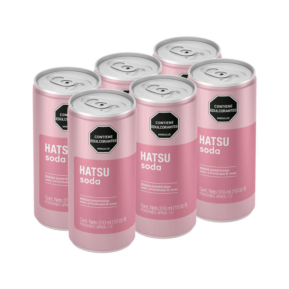Soda HATSU frambuesa rosas lata x6und (1860 ml)