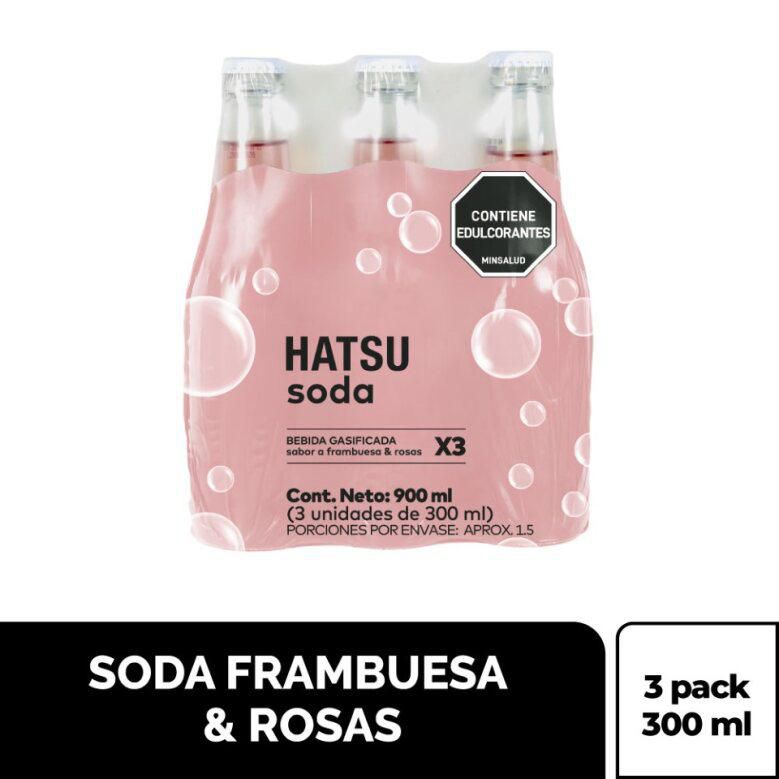 Soda HATSU frambuesa y rosas x3und (900 ml)