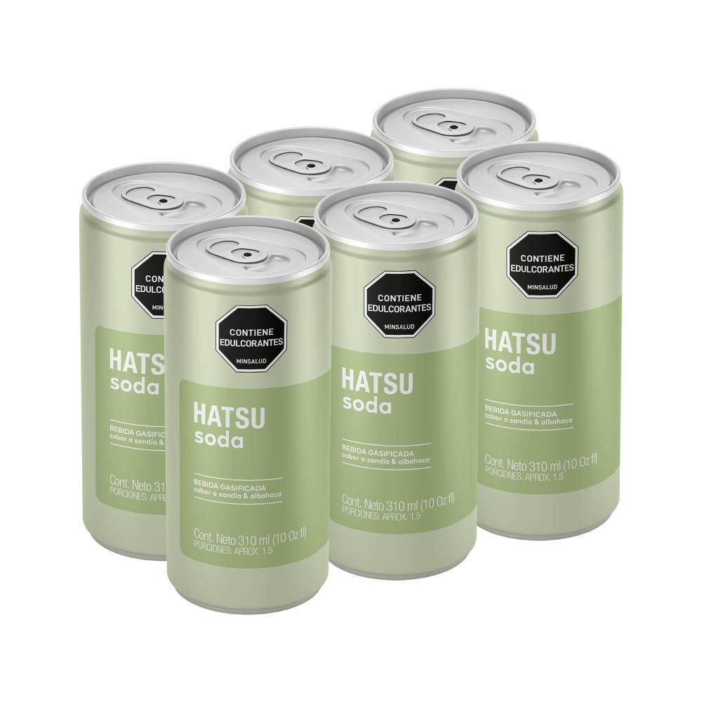 Soda HATSU sandía y albahaca lata x6und (1860 ml)