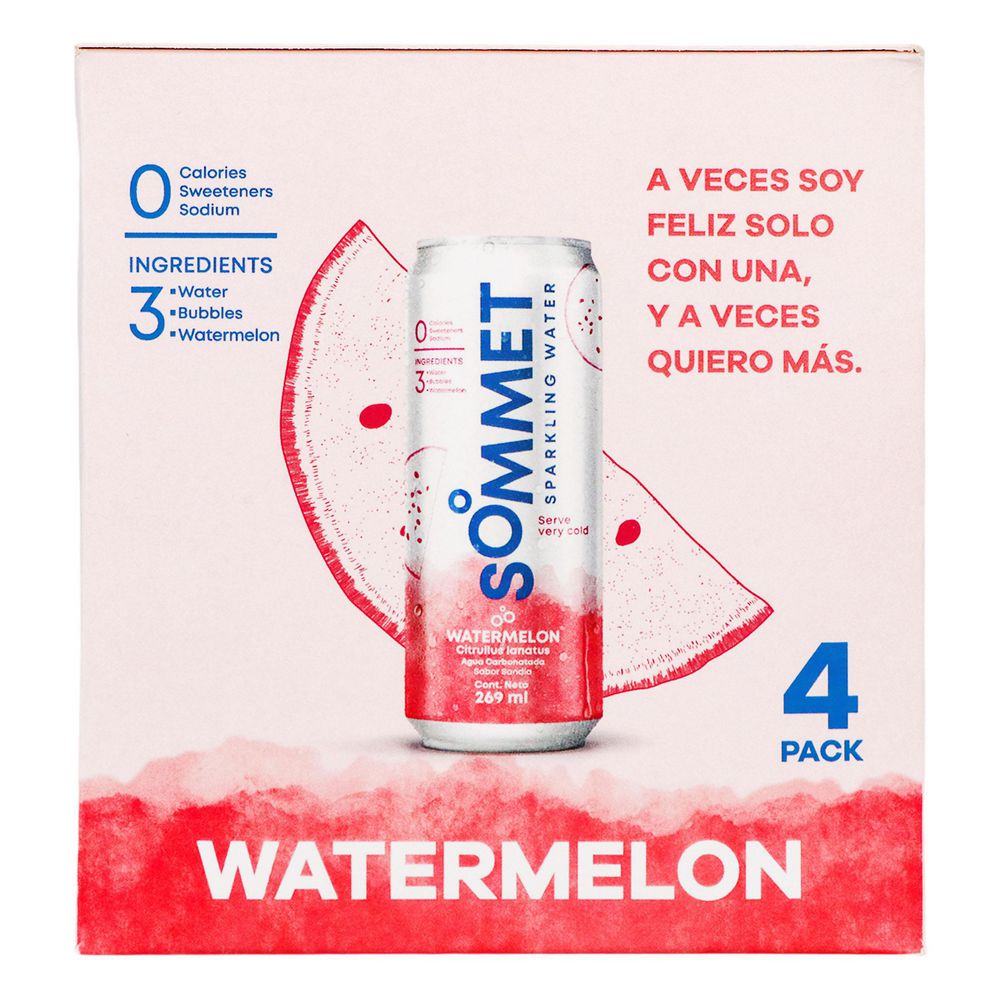 Agua con gas SOMMET sandía x4und (1076 ml)