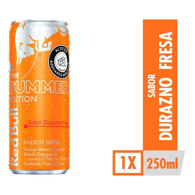 Bebida energizante RED BULL durazno fresa lata (250 ml)