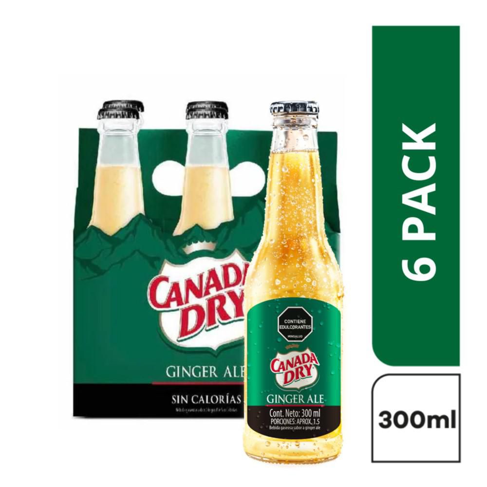 Gaseosa CANADA DRY ginger ale sin calorías x6und (1800 ml)