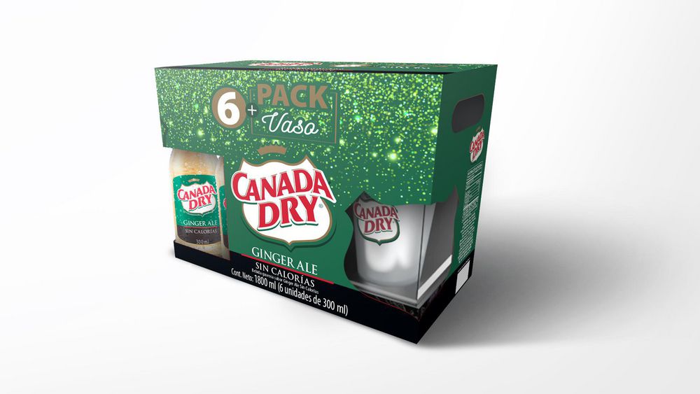 Gaseosa CANADA DRY ginger ale x6und + vaso (1800 ml)