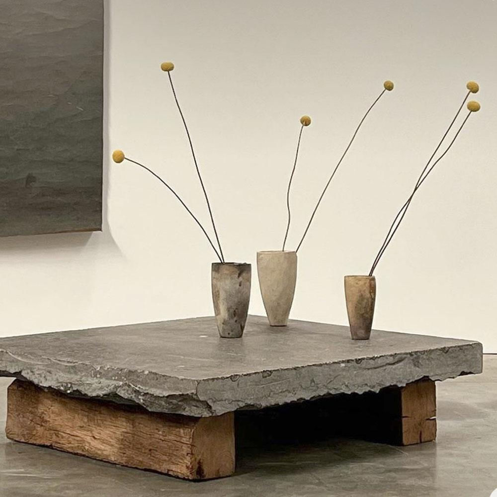 Mesa De Centro Amanda Concreto Y Madera Rustico 100X100cm