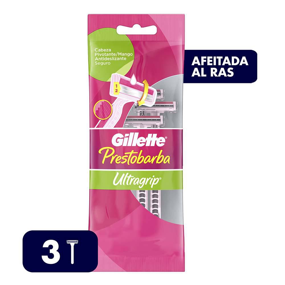 Máquina de afeitar PRESTOBARBA gillette ultragrip desechables (3 und)