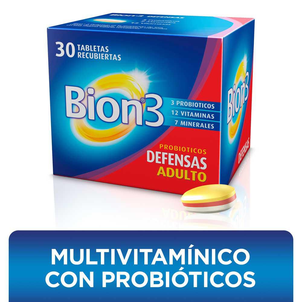 Defensas multivitamínicos BION 3 con minerales y probióticos (30 und)