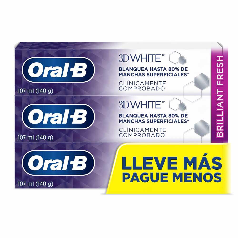 Crema dental ORALB flúor 3d white brilliant fresh (321 ml)