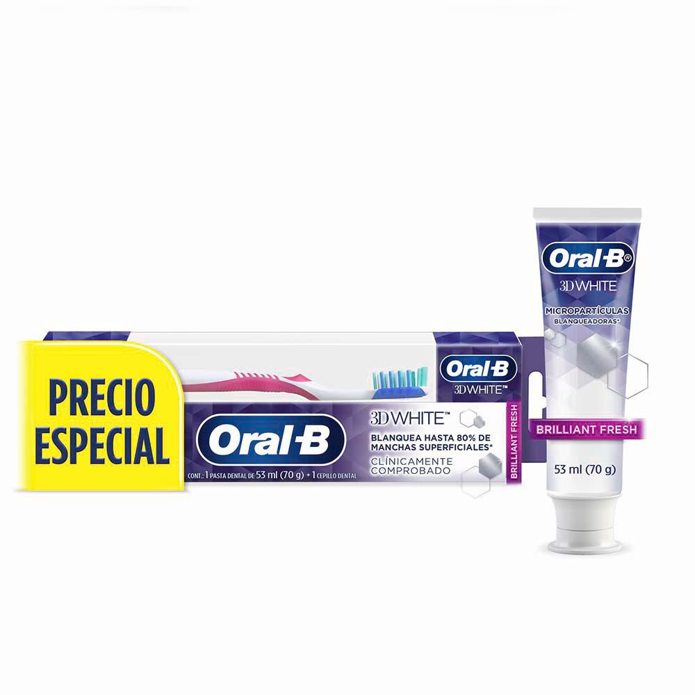 Crema + cepillo de dientes ORALB 3d white brilliant fresh (1 und)