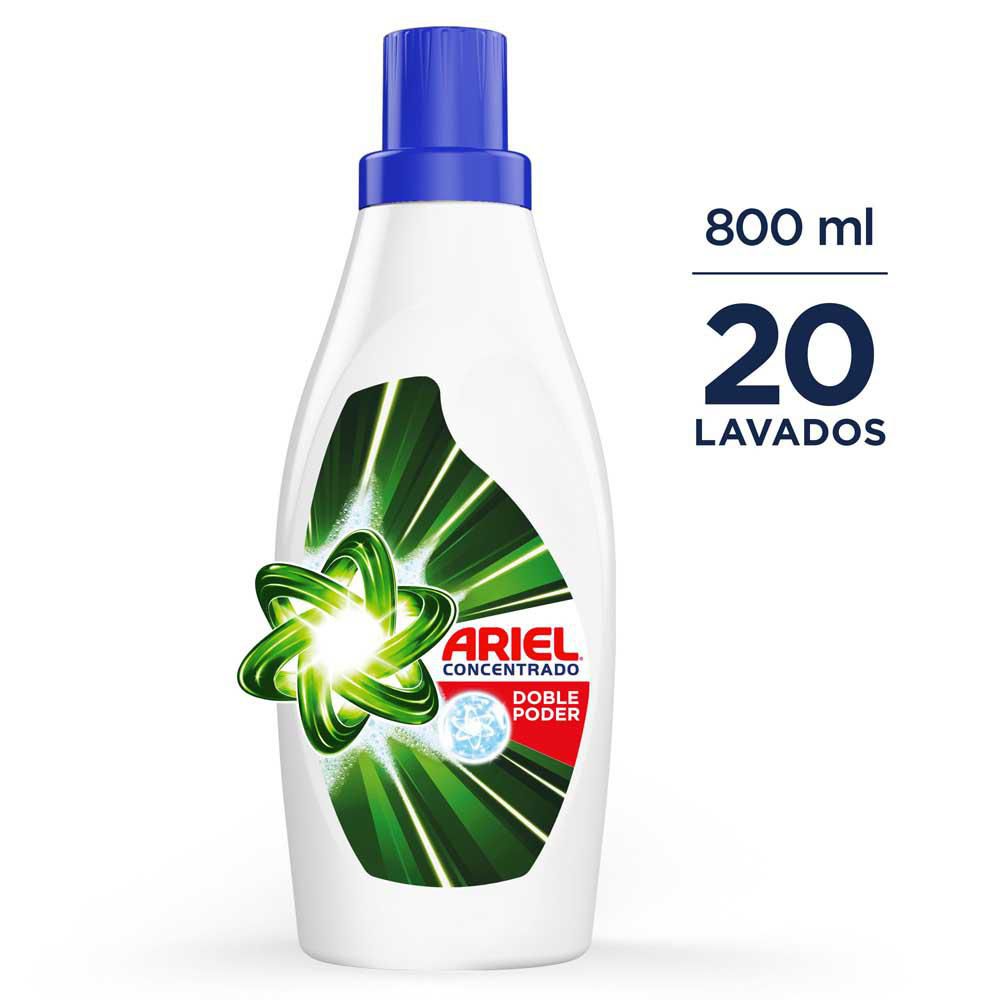 Detergente líquido ARIEL doble poder concentrado (800 ml)