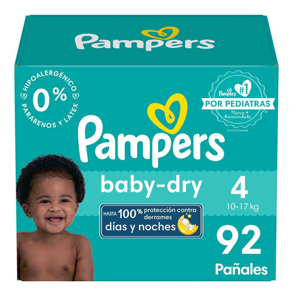 Pañales PAMPERS MARCA EXCLUSIVA babydry talla 4 (92 und)