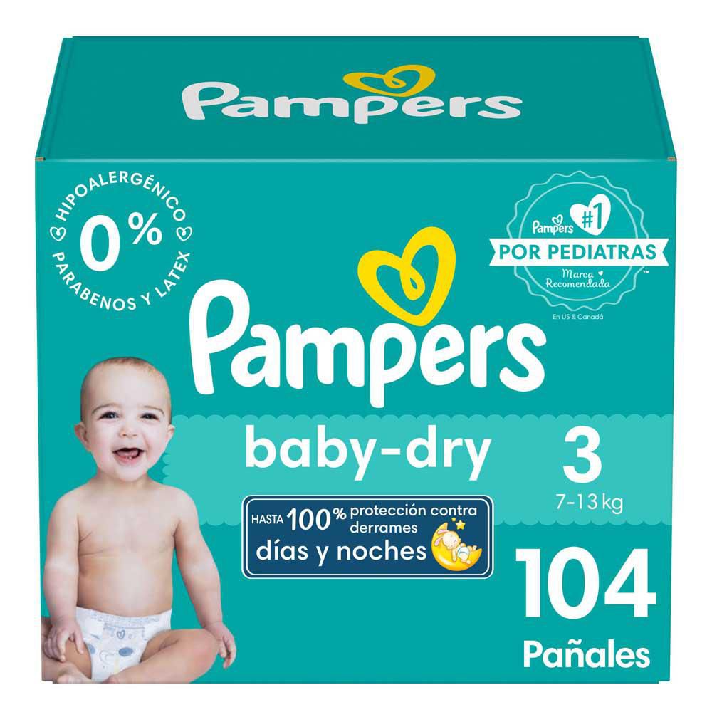 Pañales PAMPERS MARCA EXCLUSIVA babydry talla 3 (104 und)
