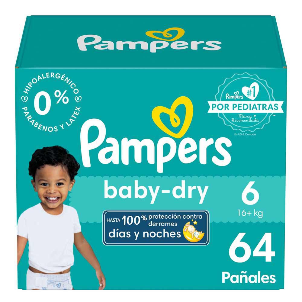 Pañales PAMPERS MARCA EXCLUSIVA babydry talla 6 (64 und)