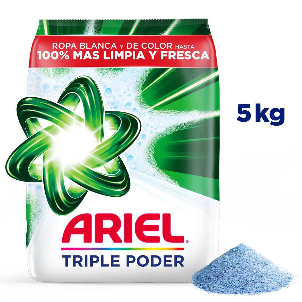 Detergente en polvo ARIEL triple poder blanca y de color (5000 gr)