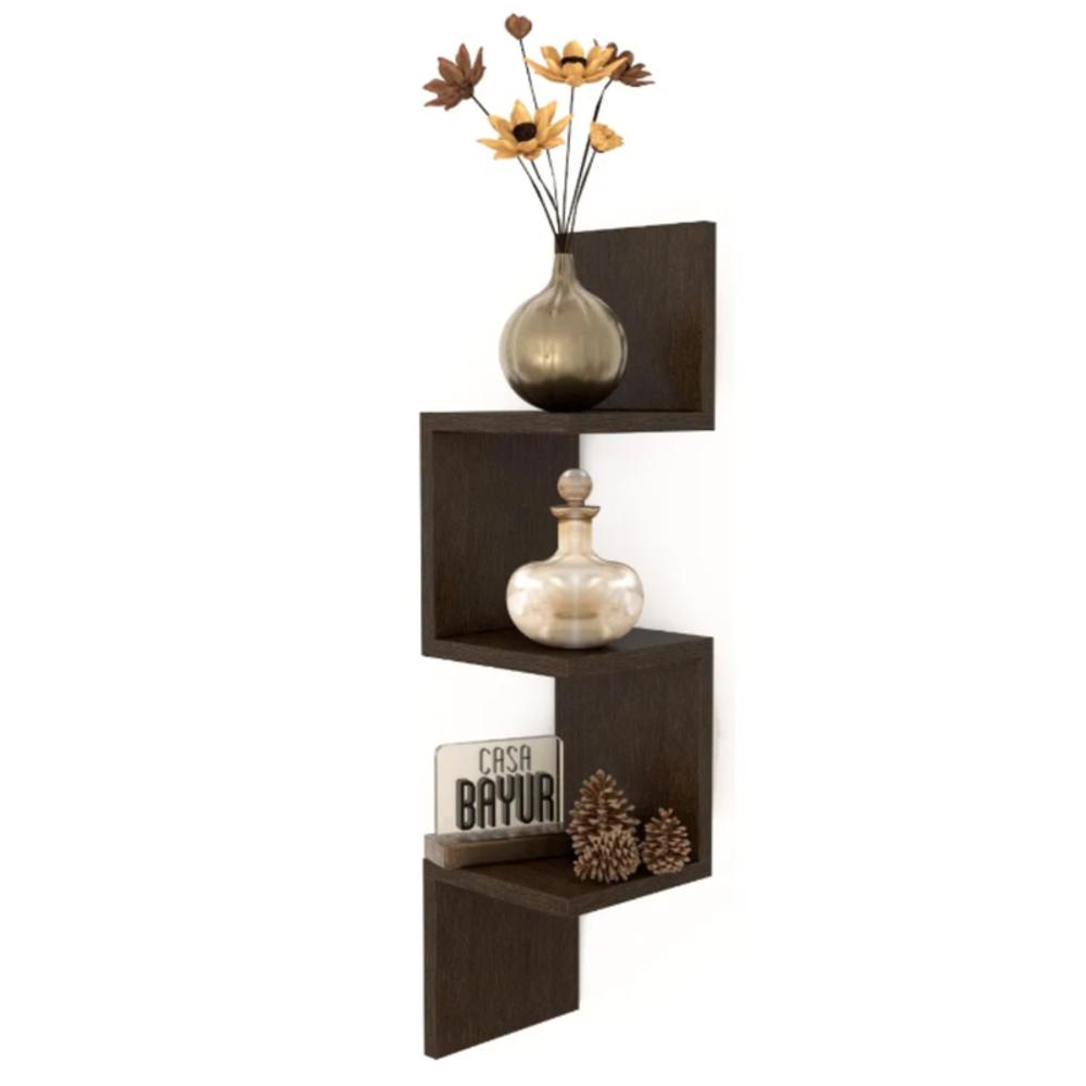 Repisa Esquinera Flotante Organizador Libros Wengue