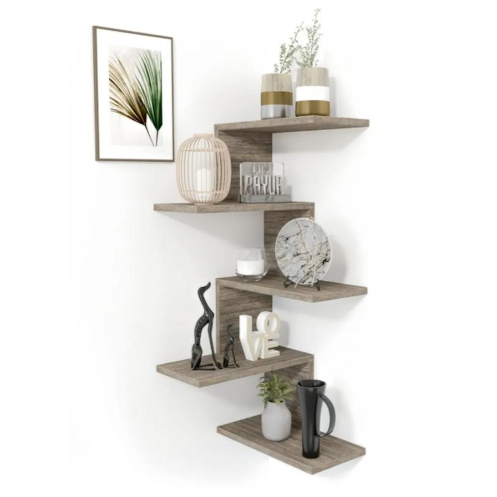 Repisa Esquinera Decoracion Organizador Libros Capuccino