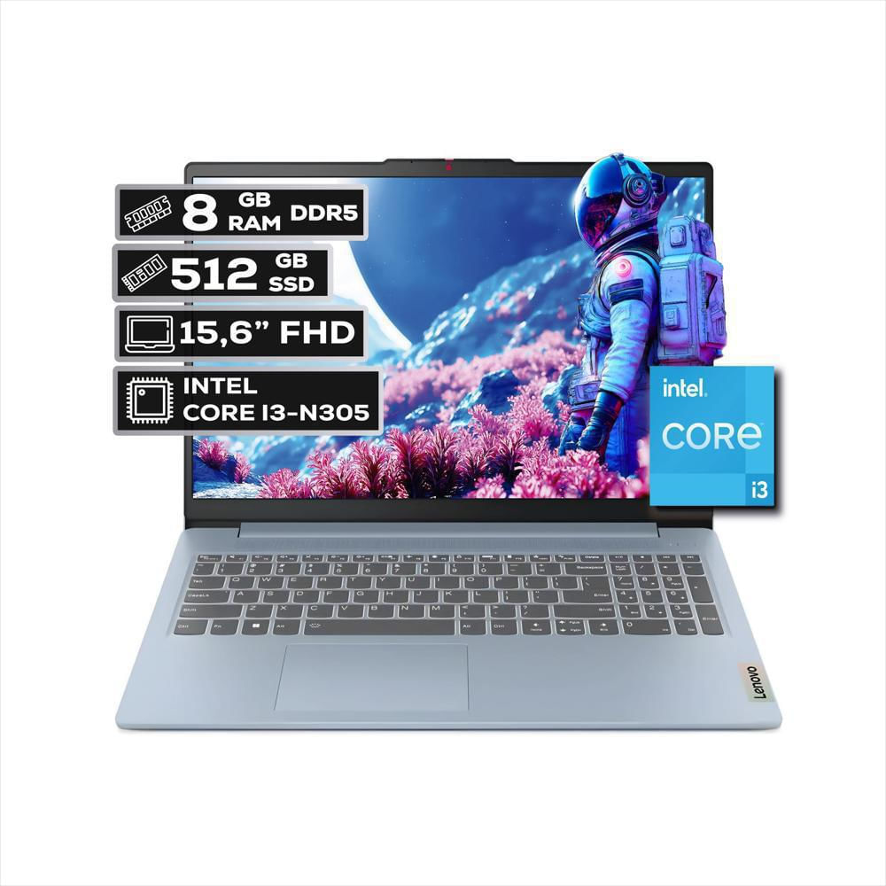 Portatil Lenovo Slim 3 Intel Core I3 N305 Ram 8Gb Ssd 512 Pantalla 15,6 Pulgadas Fhd