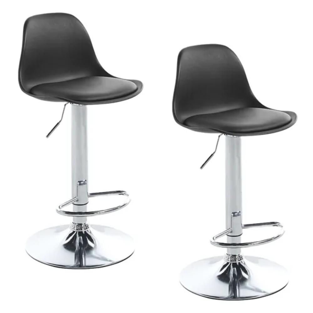 Set De 2 Bancos Altostipo Eames Moderno Color Negro Hogar Decoración