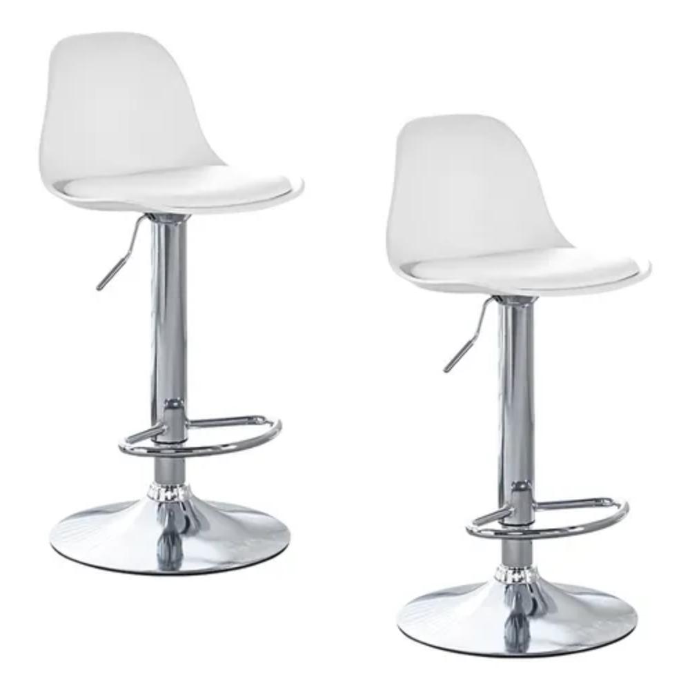 Set De 2 Bancos Altos Tipo Eames Moderno Color Blanco Hogar Decoración