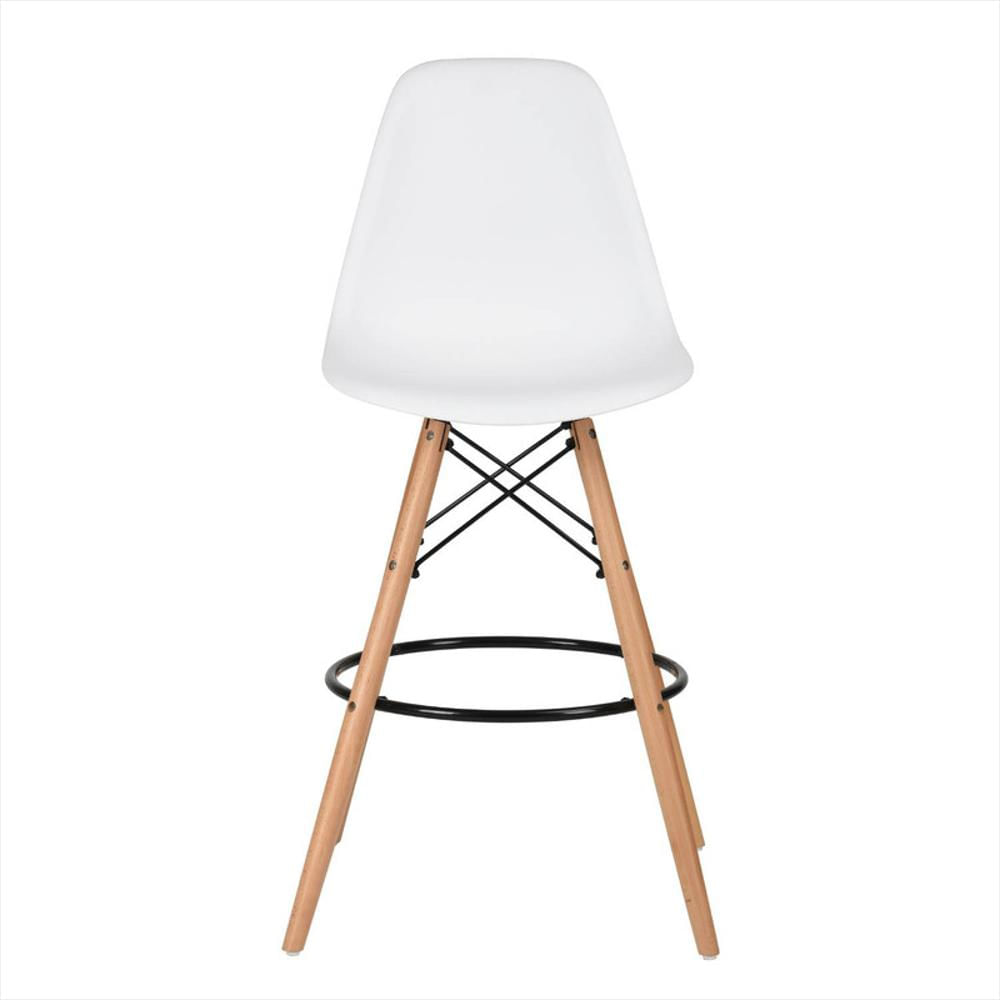 Silla De Bar Eames Patas En Madera Para Barra Blanco