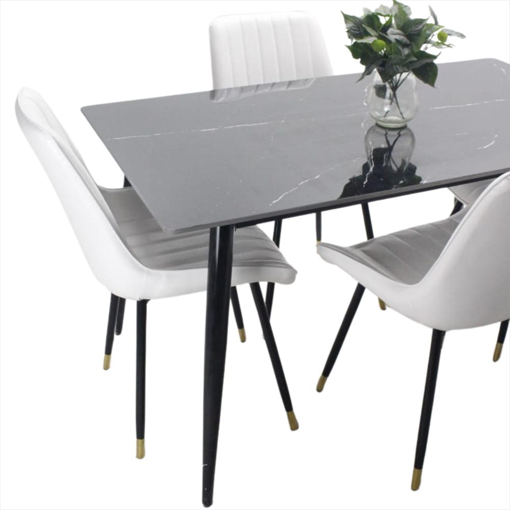Comedor Genova En Marmol Negro 4 Puestos Silla Blanca img #5