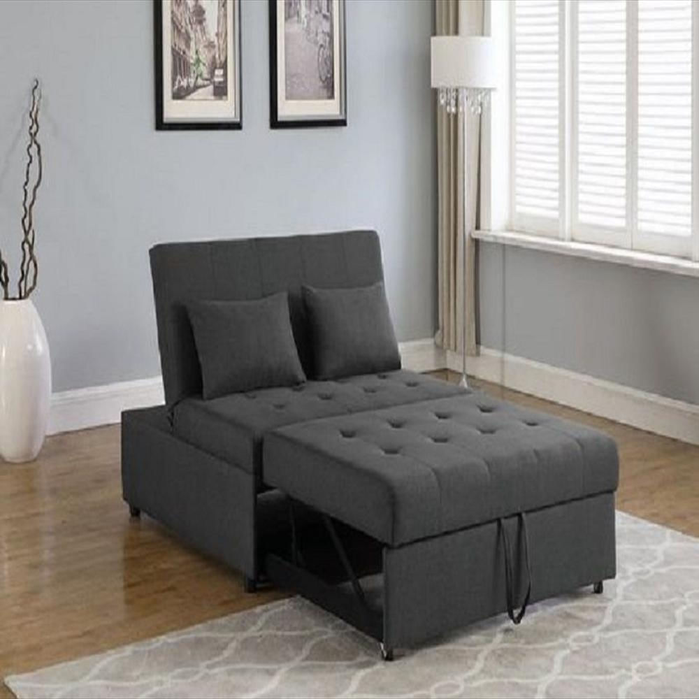 Sofa Cama Aleman Carrito Tela Gris Plomo