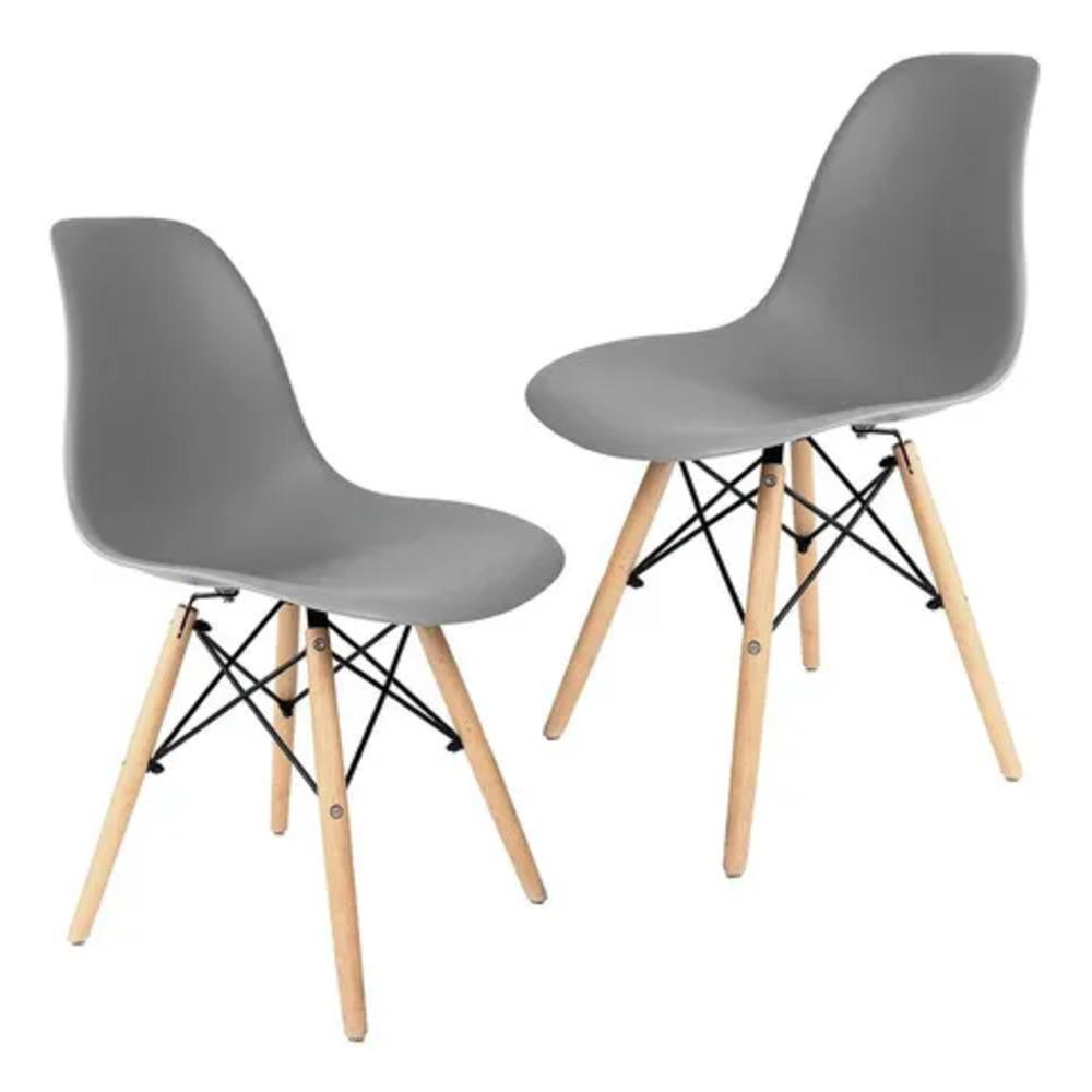 Kit De 2 Sillas Eames Moderna Minismalista Silla Comedor Asiento Gris