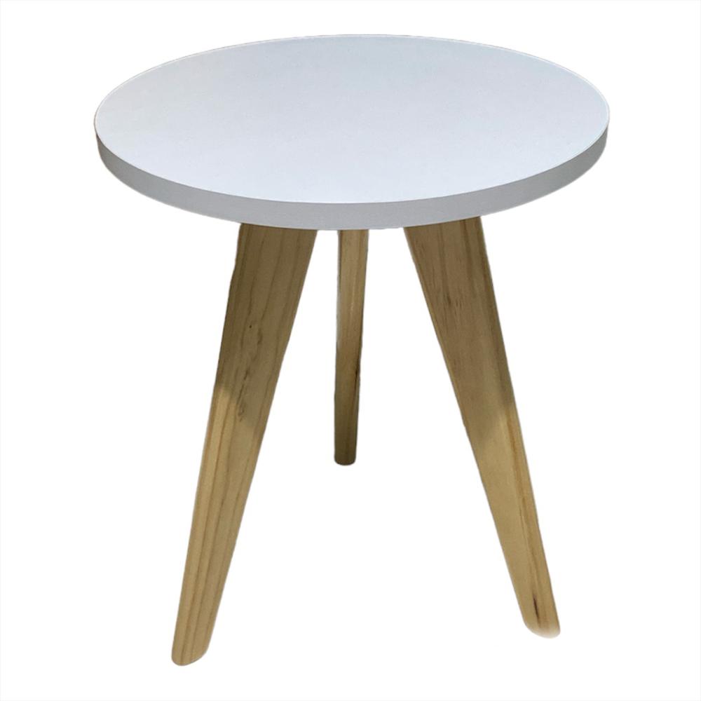 Mesa Auxiliar Circular Blanca Pequeña