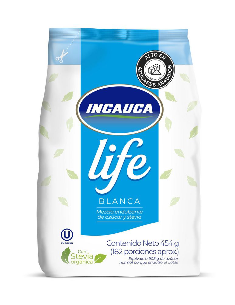 Endulzante INCAUCA LIFE mezcla azúcar blanca y stevia (454  gr)