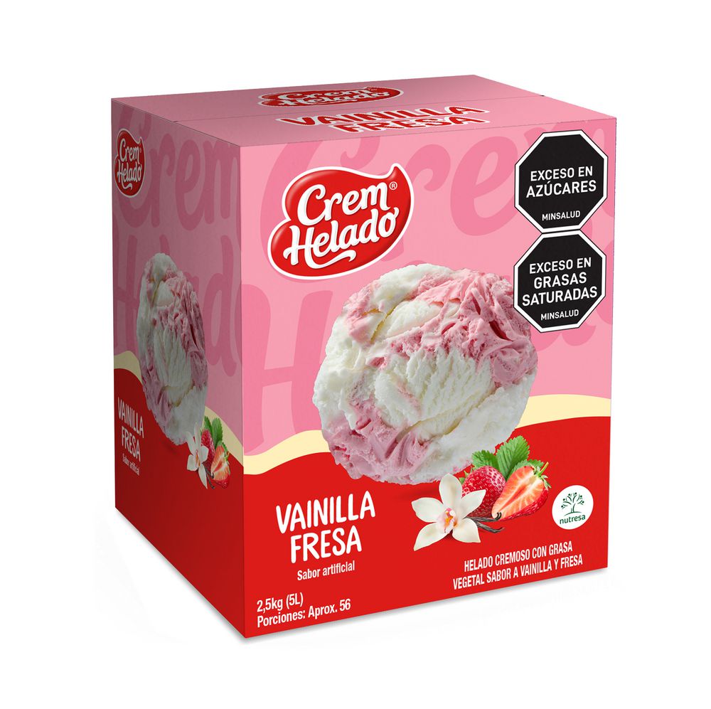 Helado CREM HELADO vainilla fresa (2500 gr)