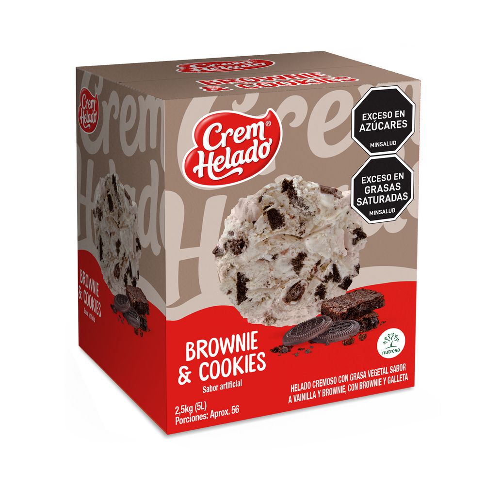 Helado CREM HELADO brownie y cookies (2500 gr)