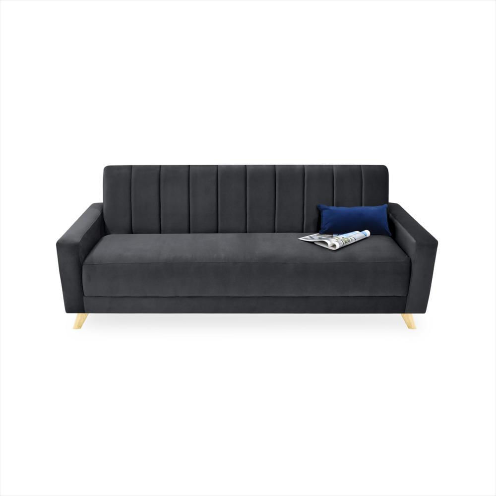 Sofa Cama Reclinable Dominic 206X90x80 Tela Gris Pet Friendly