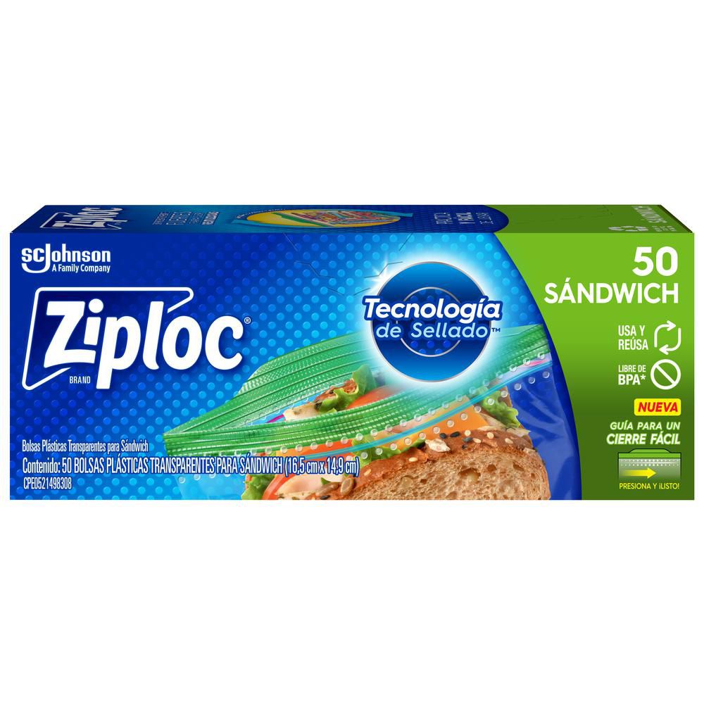 Bolsa Reutilizable Para Sándwich 50 Piezas ZIPLOC 645489