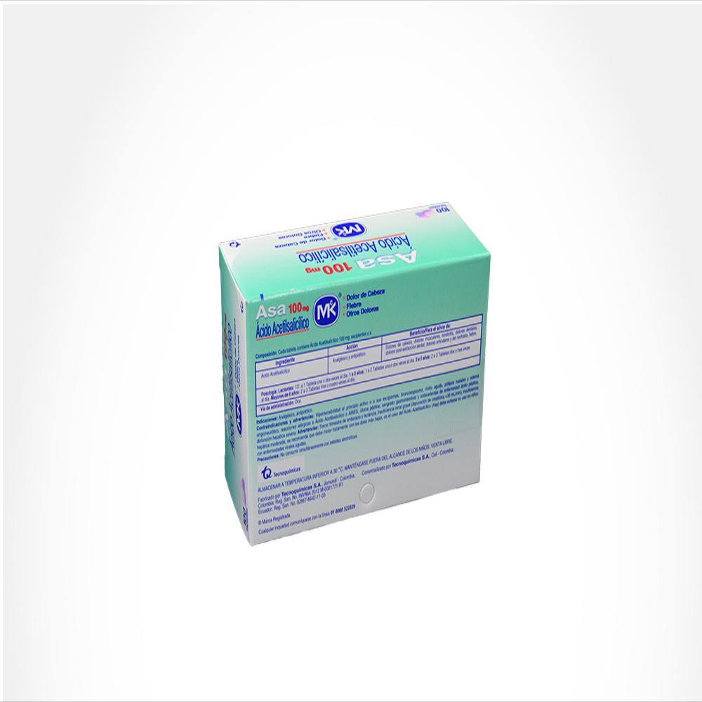 Asa Acido Acetilsalicilico 100Mg Tab Oral Caj 100 Tab 1 U img #2